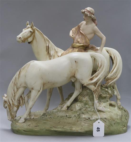 A Royal Dux porcelain equestrian group